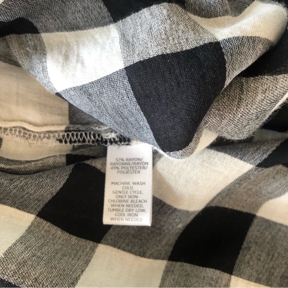 LOFT Black & White Buffalo Check Plaid Long Sleeve Blouse - Picture 11 of 12
